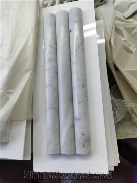Carrara White Marble,Pencil Round Trim Border Lines,Polished