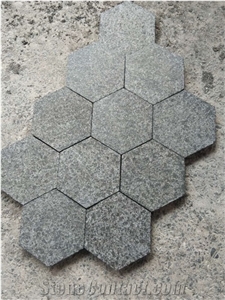 G684 Hexagonal Pavers, Chinese Dark Flagstone Flamed Surface
