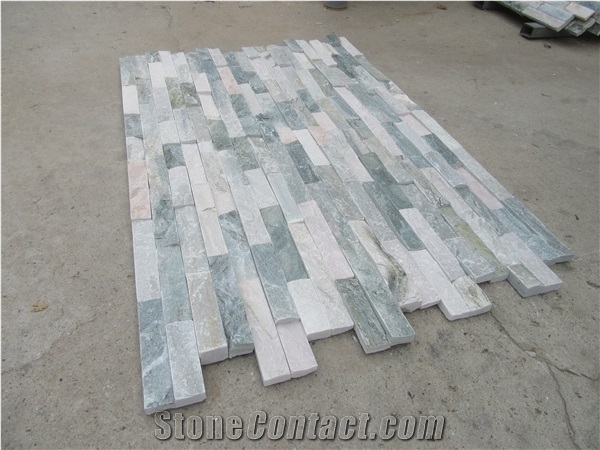 Green White Cultured Stone Panels,Shape S&Z,Thin Veneer