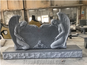 Double Angel Grey Granite Headstone/Tombstone/Monuments