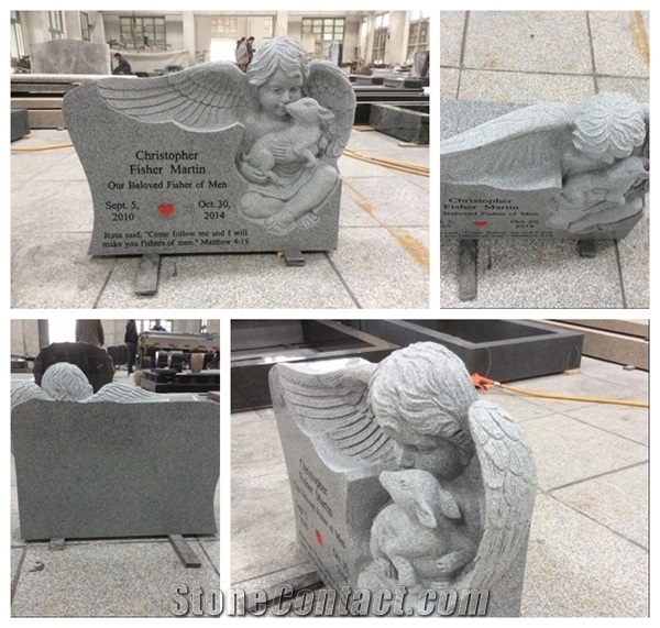 Gray Granite Engraved Baby Monument