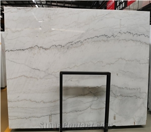 China Polished White Marble Slabs with Grey Veins