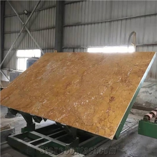 China Yellow Kellen Gold Marble Slabs with Purple Veins