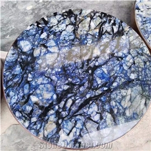 Dyed Brazil Blue Sodalite Granite Round Table Tops