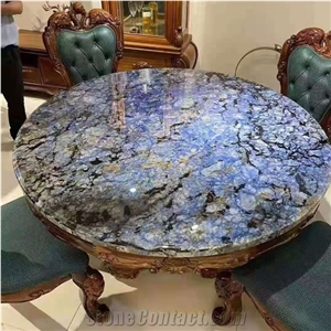 Dyed Brazil Blue Sodalite Granite Round Table Tops
