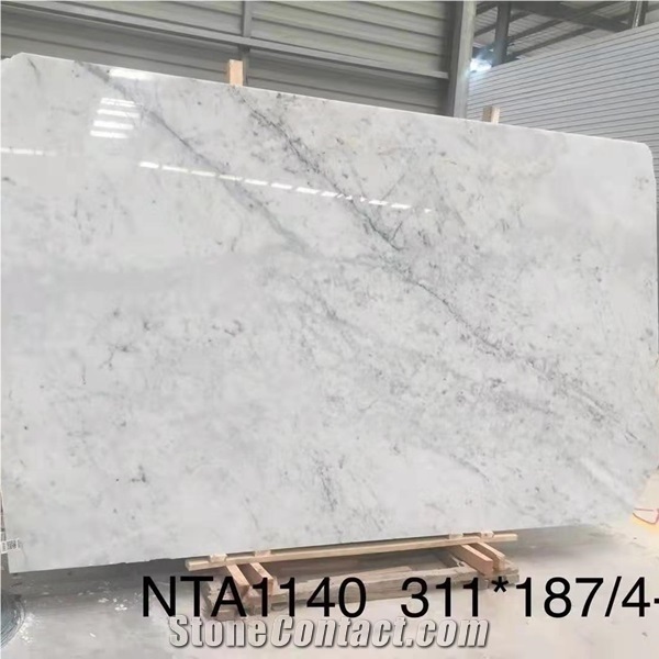 Italy Carrara White Marble with Light Grey Veins Slabs