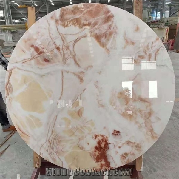 Multicolor Cloud Red Marble Round Table Tops