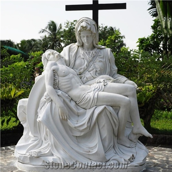 Pieta Virgin Mary Jesus Marble Carving Statue Sculptures