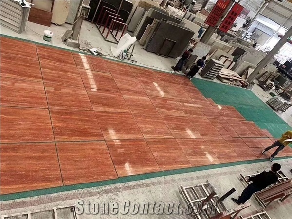 Polished Filled Red Travertine Cut Walling Flooring Tiles