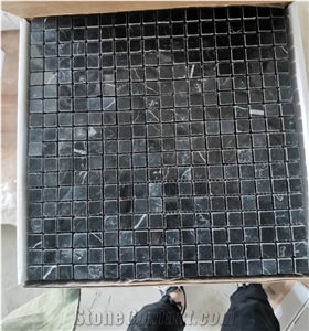 Polished Square China Marquina Black Marble Mosaic Tiles