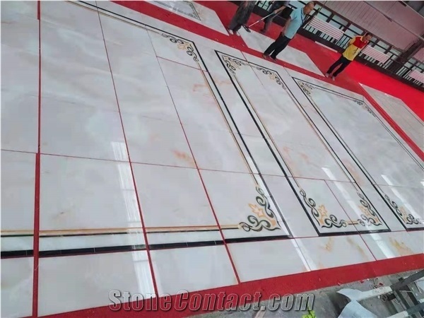 White Onyx Medallion Flooring Tiles for Interior Design
