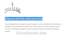 Diamond Drill Bits with Lateral Slot for Dry Engraving and Sculpture Work