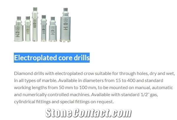 Electroplated Core Drills, Diamond Core Drill Bits