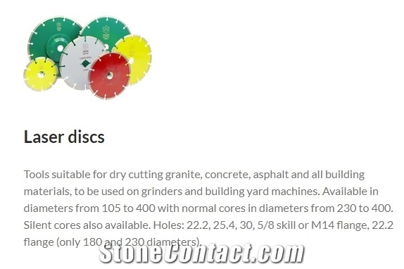 Laser Discs Tools Suitable for Dry Cutting Granite, Concrete