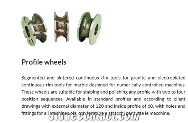 Profile Wheels Segmented and Sintered Continuous Rim Tools
