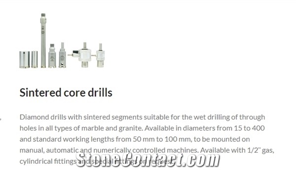 Sintered Core Drills, Diamond Core Bits