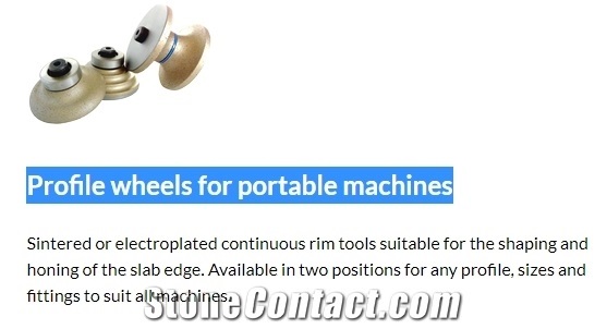 Sintered Profile Wheels for Portable Machines