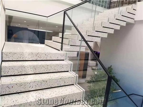 All Veins White Aritificial Terrazzo Stairs