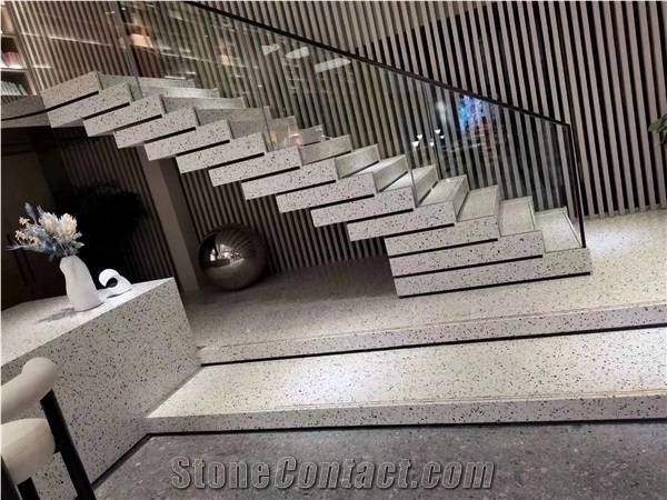 All Veins White Aritificial Terrazzo Stairs