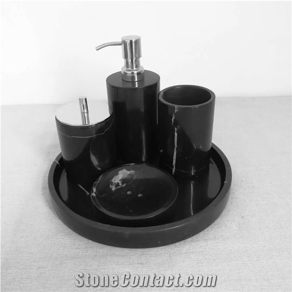 Black Marble Kitchen Accessories Stone Plates