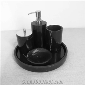 Black Marble Kitchen Accessories Stone Plates