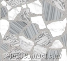 Carrara/Arabescato Composited Marble Mosaic Tile