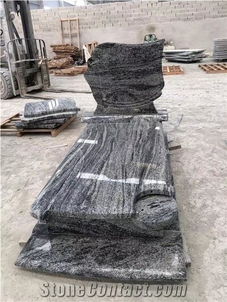 Juparana Granite Grey Black Tombstone Monument Headstone