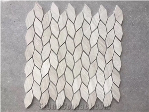 Leaf Shape White Bianco Carrara Marble Mosaic Tiles