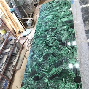 Backlit Emerald Green Semiprecious Stone Wall Panel Tiles