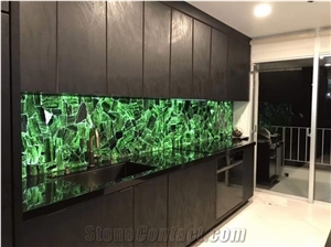 Emerald Green Agate Tile,Backlit Gemstone Kitchen Wall Tile