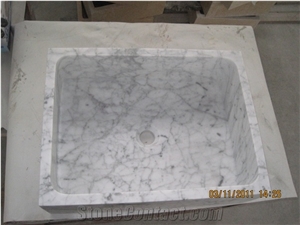 White Carrara Marble Rectangle Sinks,Carrara Square Basins