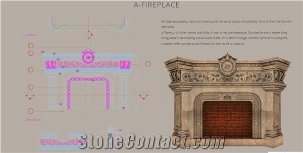 A-Fireplace Custom Design Marble Fireplace