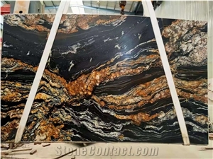 Brazil Gold and Black Quartzite Polished Tiles & Slabs