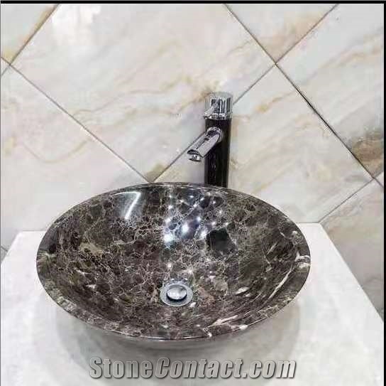 China Brown Marble Polished Stone Sink & Wash Basin