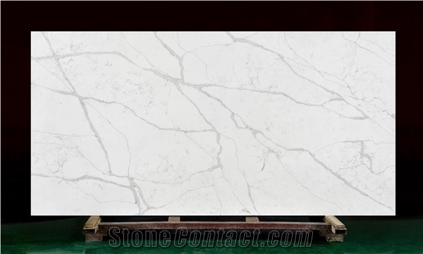 New Design Calacatta White Quartz Stone Slab for Countertop