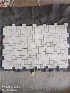 Thassos White Marble Mini-Versailles Pattern Mosaic