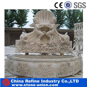 Beige Angel Marble Relief Garden Wall Mounted Fountains