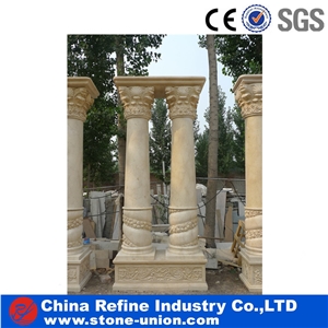 Beige Limestone Honed Roman Columns And Hot Sale Pillars