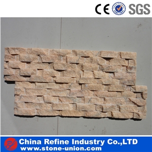 Beige Quartzite Wall Cladding Panel,Stacked Veneer Stone