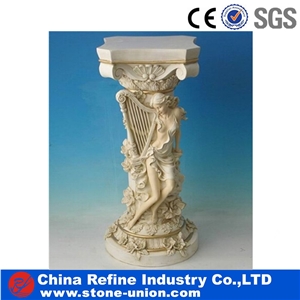 Beige White Limestone Roman Columns,Customized Pillars