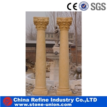 Chinese Cheap Yellow Limestone Roman Columns,Rome Pillar
