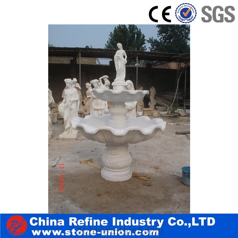 Chinese Pure White Marble Fountains,Hand Carving Fountains