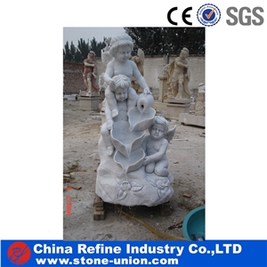 Chinese Pure White Marble Fountains,Hand Carving Fountains