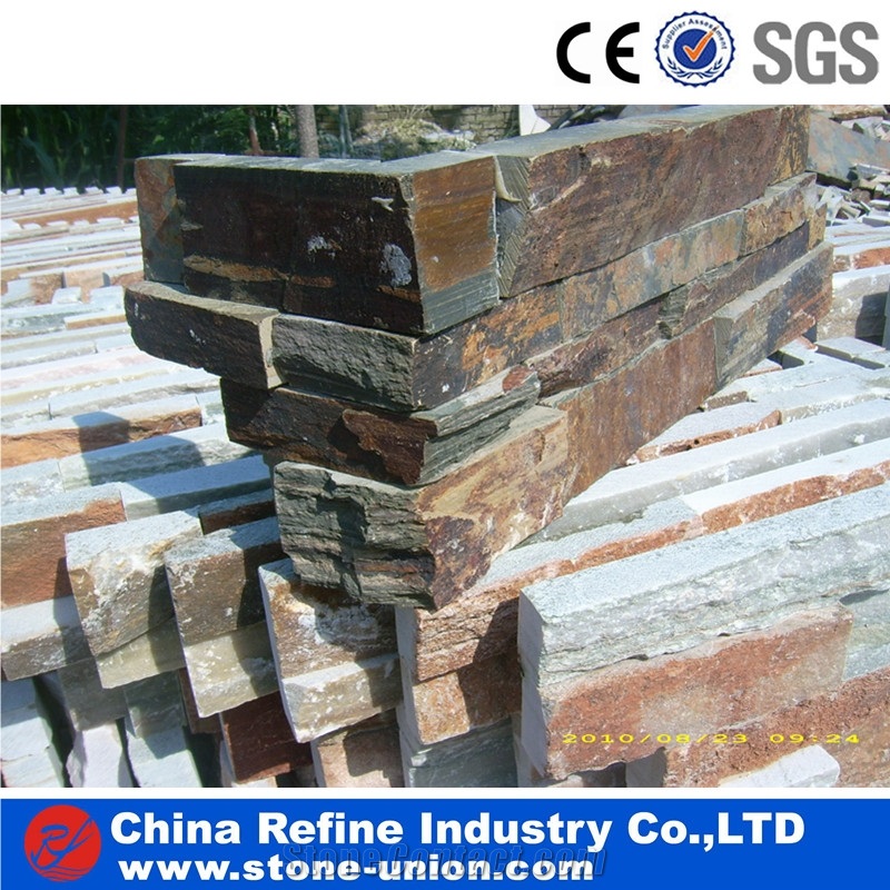 Chinese Rusty Slate Culture Stone,Brown Color Ledge Stone