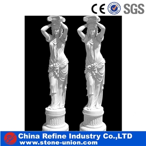 Columns Hand Carving Products, Pure White Marble Pillars