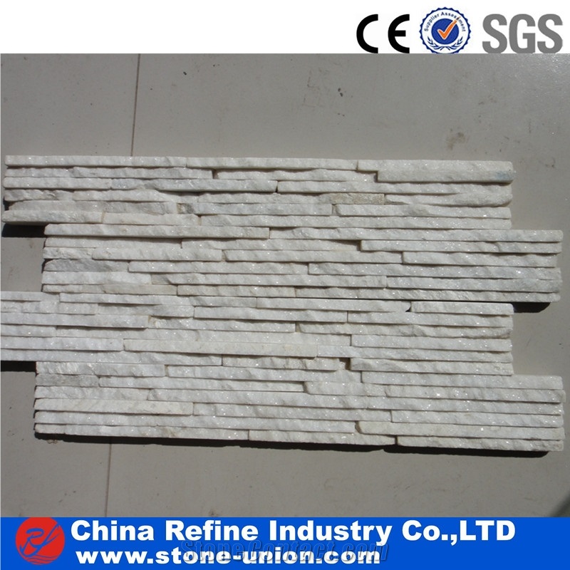 Crystal White Quartzite Wall Cladding Panel & Stacked Stone