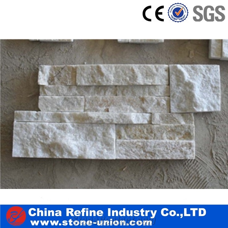 Crystal White Quartzite Wall Cladding Panel & Stacked Stone