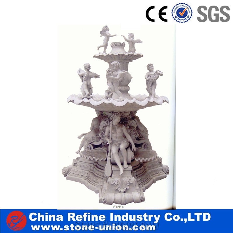 Elegant Women Water Fountains Statue Handcraft Carving