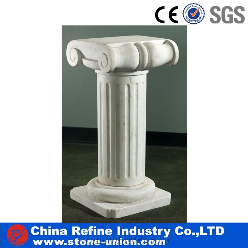 Hand Carved Sculptured Pure White Marble Rome Columns