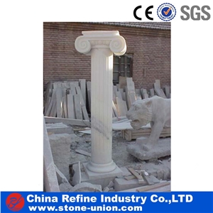 Handcraft Pure White Marble Roman Columns Decorated Pillars